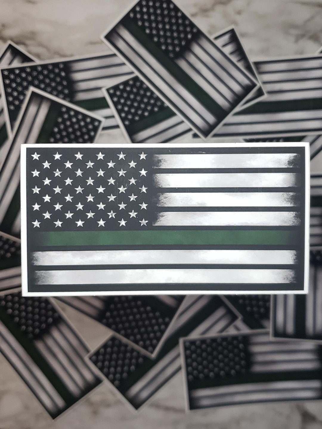 2x4 Thin Green Line Flag Sticker for Water Bottle and Computer - Etsy