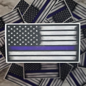 2x4 Thin Blue Line Flag Sticker for Water Bottle and Computer