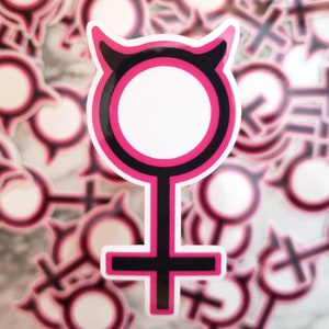 2x3 Clear Brillante Feminista Diablo Pegatina para Botella de Agua y Ordenador