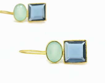 London Blue Topaz Earring Gold Aquamarine Earrings Silver 925 Summer Statement