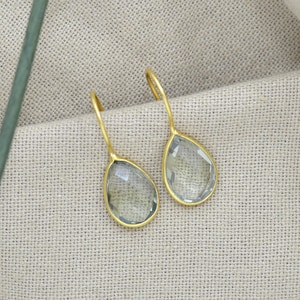 Prasiolite Drop Earrings Gold Plated Silver 925