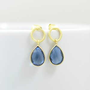 Blue Topaz Earring Gold Gemstone Small Earrings