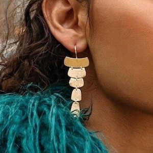 Gold Chandelier Statement Earrings Boho Chic Long Drop Earring