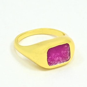 Pink Fuchsia Gemstone Statement Ring Gold