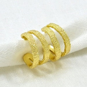 Boho Chic Hoop Earrings Gold Plated Textured Hoops