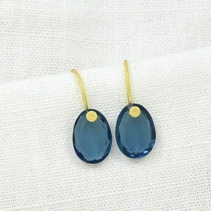Blue Topaz Small Earring Gold Blue Gemstone Petite Earrings