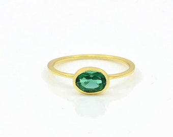 Groene toermalijn delicate ring goud donkergroene stenen ringen zilver 925