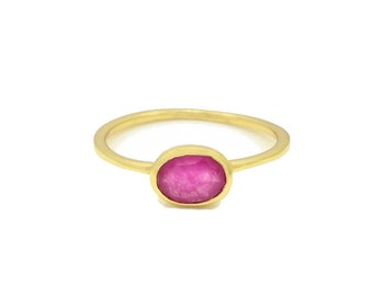 Petite Pink Fuchsia Ring Gold Delicate Pink Gemstone Rings Silver 925