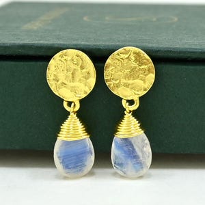 Moonstone Earring Gold Plated White Gemstone Boho Chic Earrings