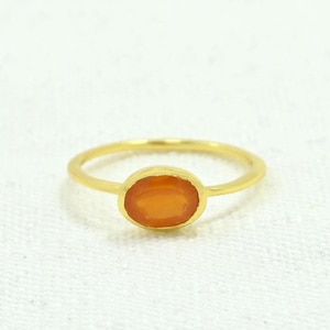 Orange Gemstone Carnelian Ring Gold