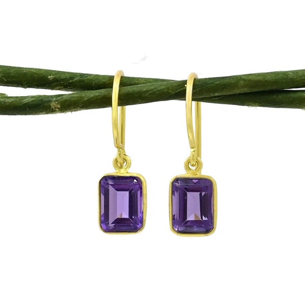 Lila Amethyst Ohrring Gold Violett Edelstein Klein Ohrhänger