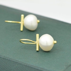 Pearl Earring Gold Baroque Pearl Earrings Bridal Wedding Statement