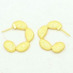 Boho Hoop Earrings Gold Plated Textured Hoops