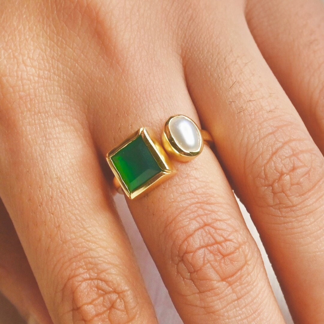 Olive Green Stone Ring for Ladies – Meraki Lifestyle Store