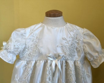 Deep Ivory/Cream lace and silk Christening Gown - Baptism Dress - blessing dress - Girl or Boy - Original one off heirloom / Matching Bonnet