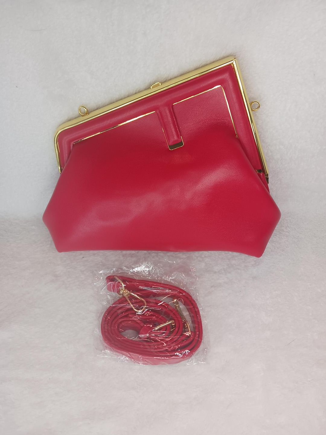 Vls Triangle Ladies Red Triangle Handbag Small Defect on Gold Trim See Pic's - Etsy