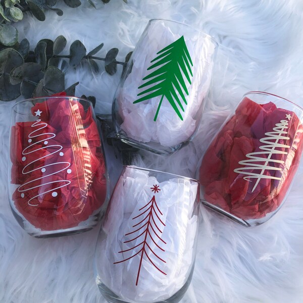 Bicchieri da vino per albero di Natale, set da 4