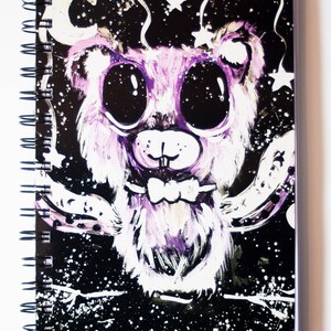 5.5x8.5 Purple Bear Notebook, Lined Graph or Blank Wire Spiral Notebook, Stationery Gifts, Notebook for School or Work Sketchbook