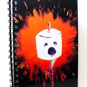 5.5x8.5 Flaming Marshmallow Notebook, Lined Graph Blank Wire Spiral Notebook, Stationery Gifts, School or Work Sketchbook