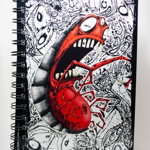 5.5x8.5 Red Bug Notebook, Lined Graph Blank Wire Spiral Notebook, Art Gifts, Stationery Gifts, School or Work Sketchbook