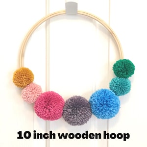 Rainbow Pom Pom Hoop 10 inch Wreath | Minimalist wreath