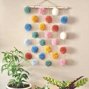 Sedona Pom Pom Wall Hanging | Boho Nursery Decor | Colorful Wall Decor | Trendy Nursery Art | Baby Shower Gift | Colorful Wall Decor