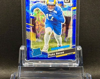 Puka Nacua Football Card Sports Memorabilia Optic Blue Scope Rated Rookie 2023 Panini Donruss Los Angeles Rams Gift for Collectors and Men