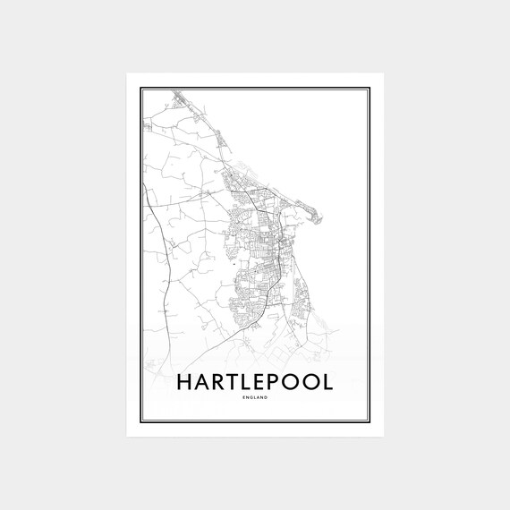 Hartlepool England Map Print Hartlepool Map Art Hartlepool Etsy