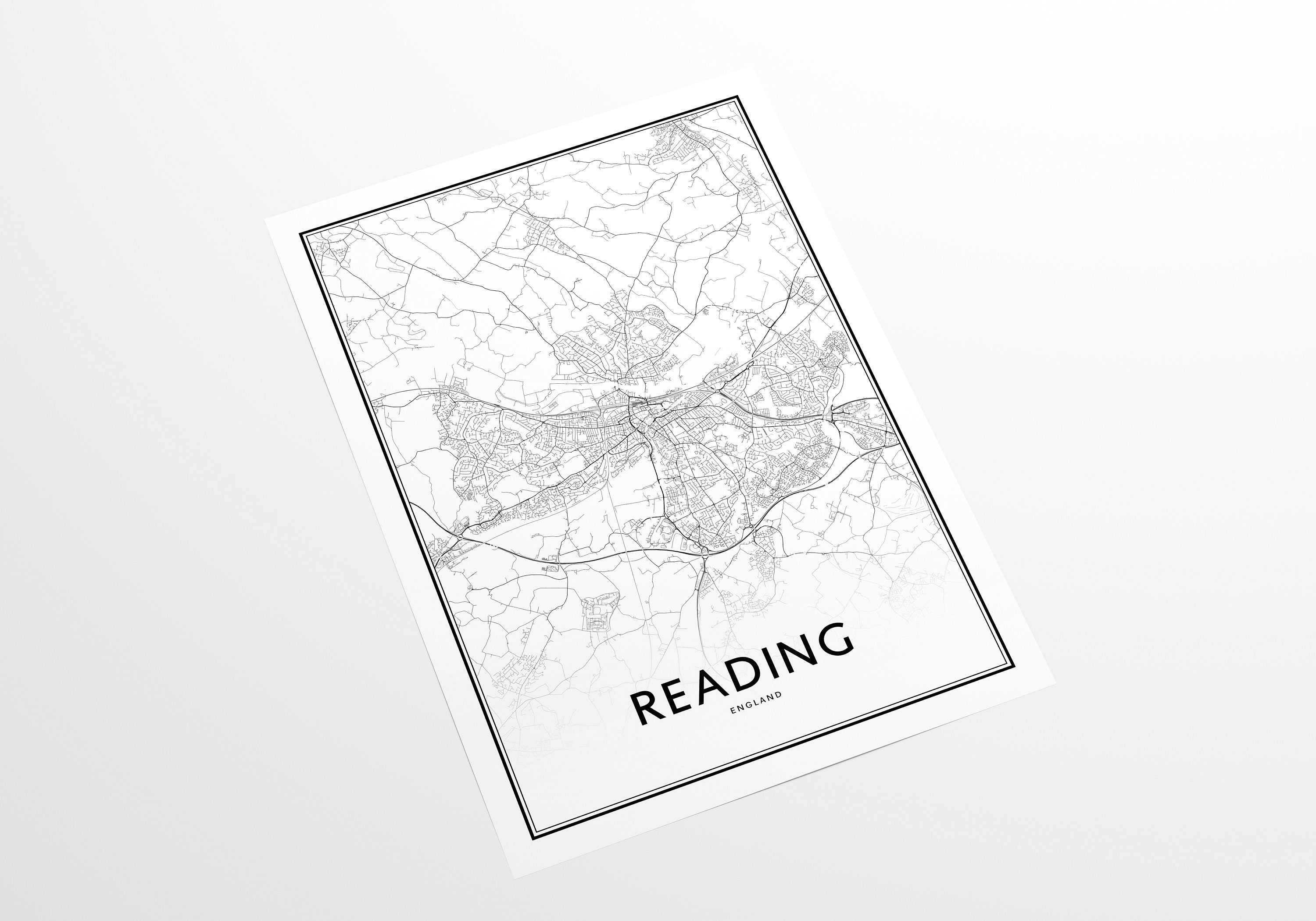 Reading Map Print Reading Map Art Reading Map Poster City | Etsy
