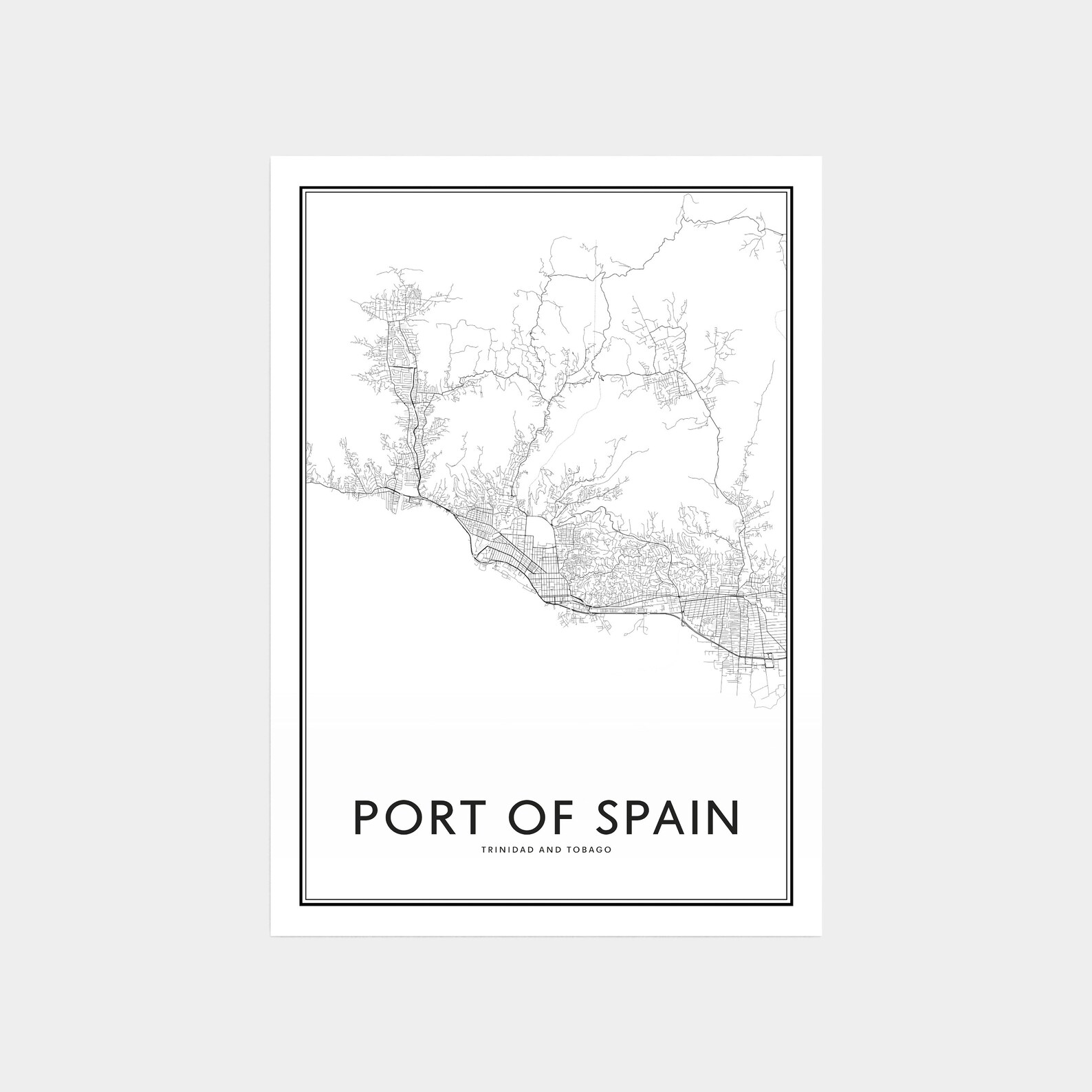 Port of Spain Map Print Port of Spain Map Art Port of Spain Etsy