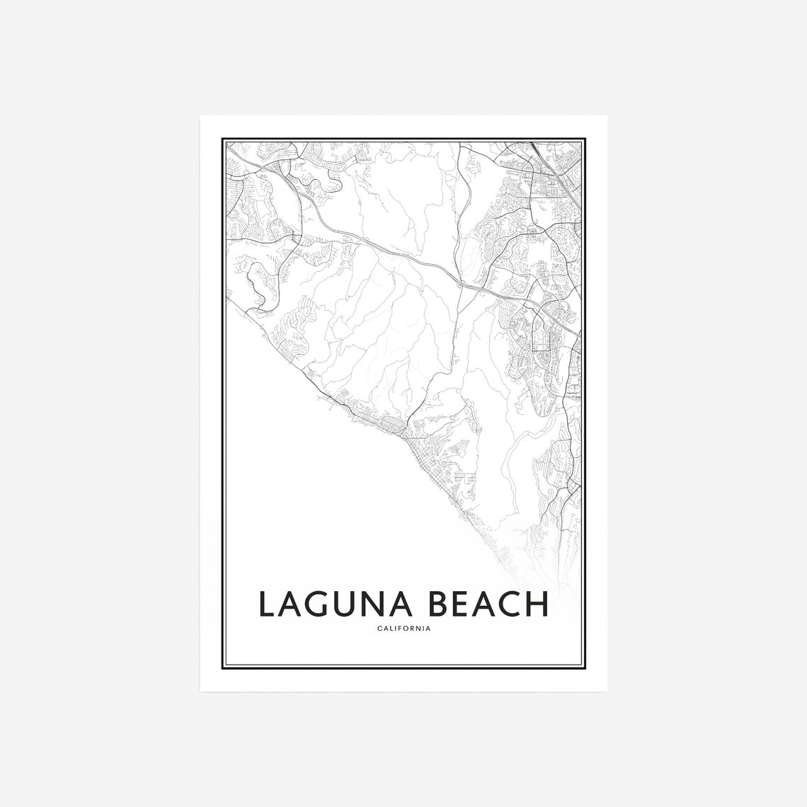Laguna Beach Map Print Laguna Beach Map Art Laguna Beach Map Etsy