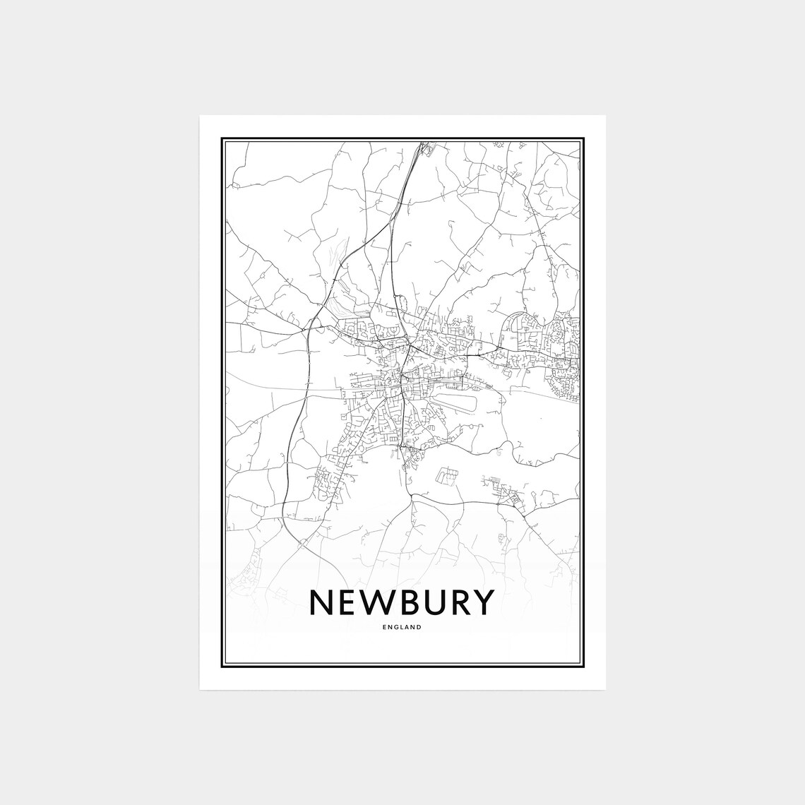 Newbury Map Print Newbury Map Art Newbury Map Poster City Etsy