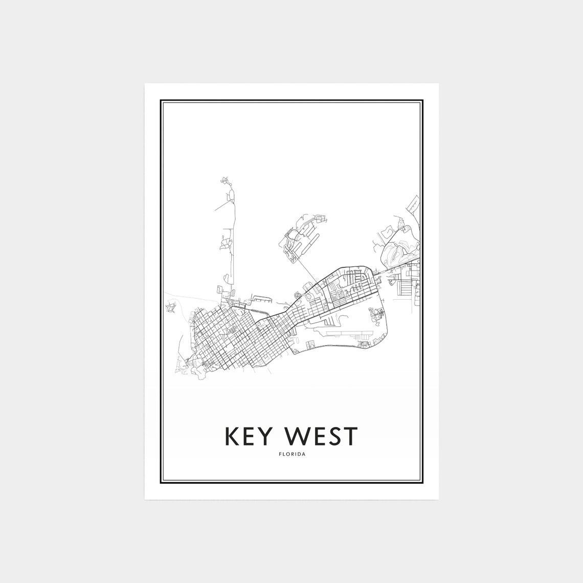 Key West Map Print Key West Map Art Key West Map Poster | Etsy