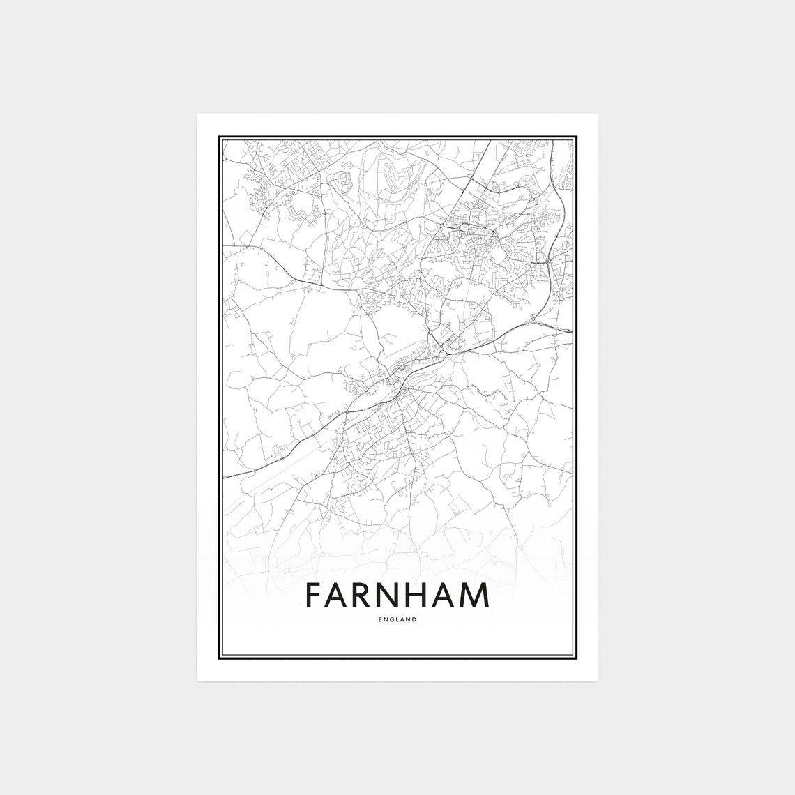 Farnham Map Print Farnham Map Art Farnham Map Poster City Etsy