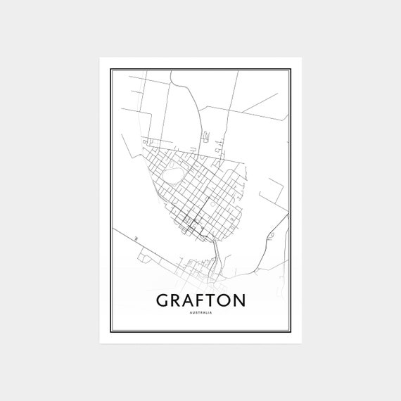 Grafton Map Print Grafton Map Art Grafton NSW Map Poster Etsy