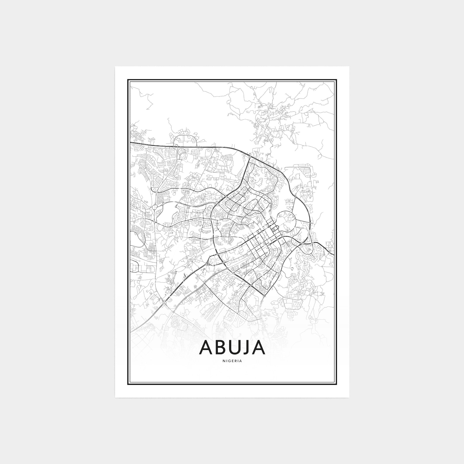 Abuja Map Print Abuja Map Art Abuja Map Poster City Map | Etsy