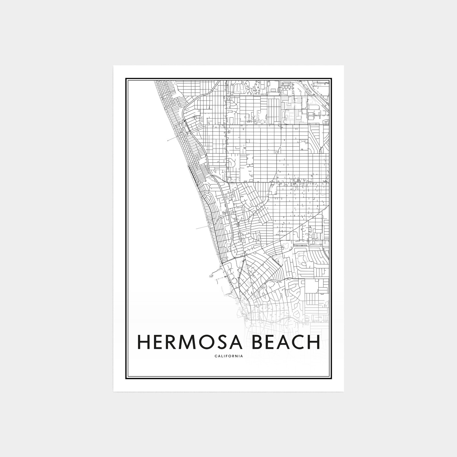 Hermosa Beach Map Print Hermosa Beach Map Art Hermosa Beach Etsy