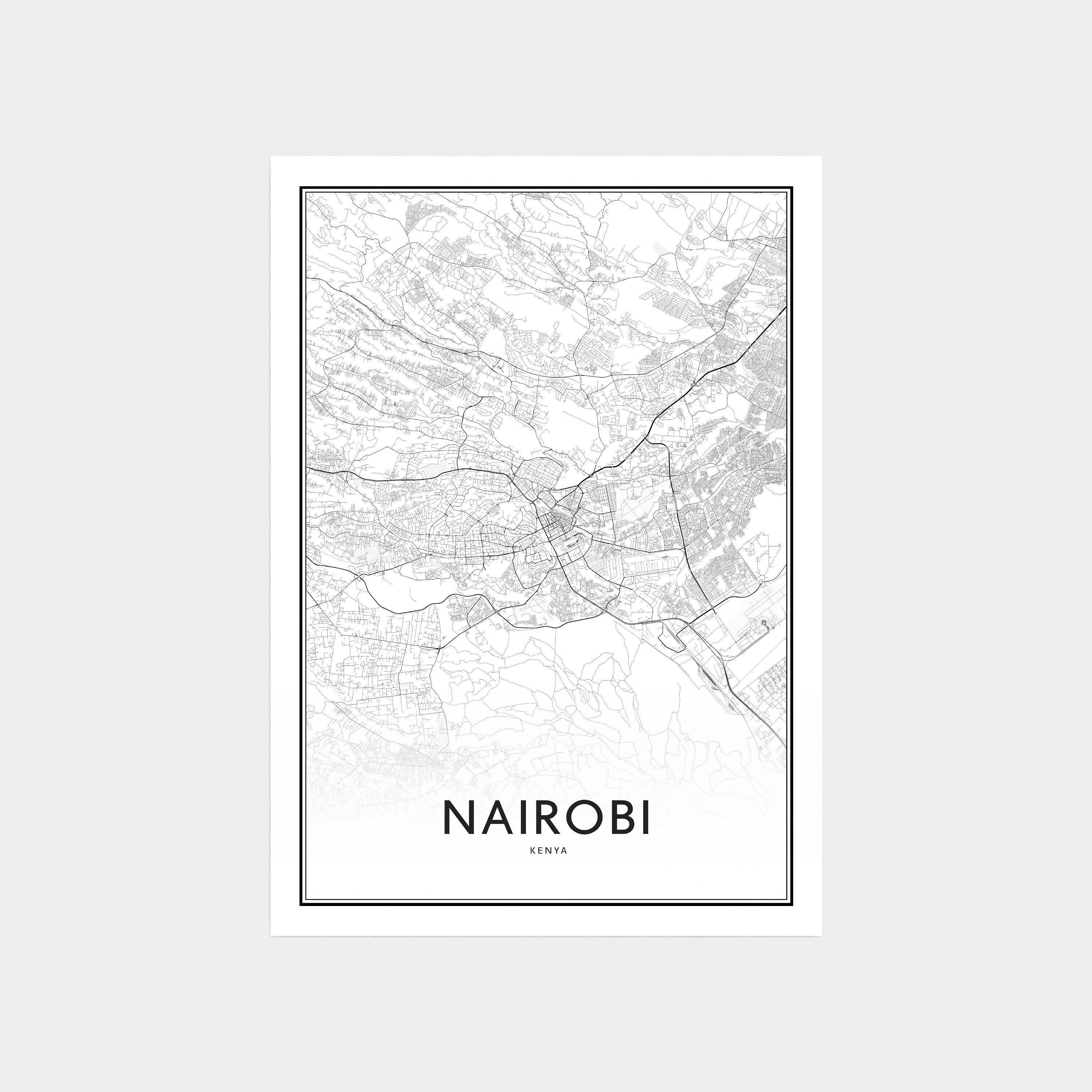 Nairobi Map Print Nairobi Map Art Nairobi Map Poster City | Etsy