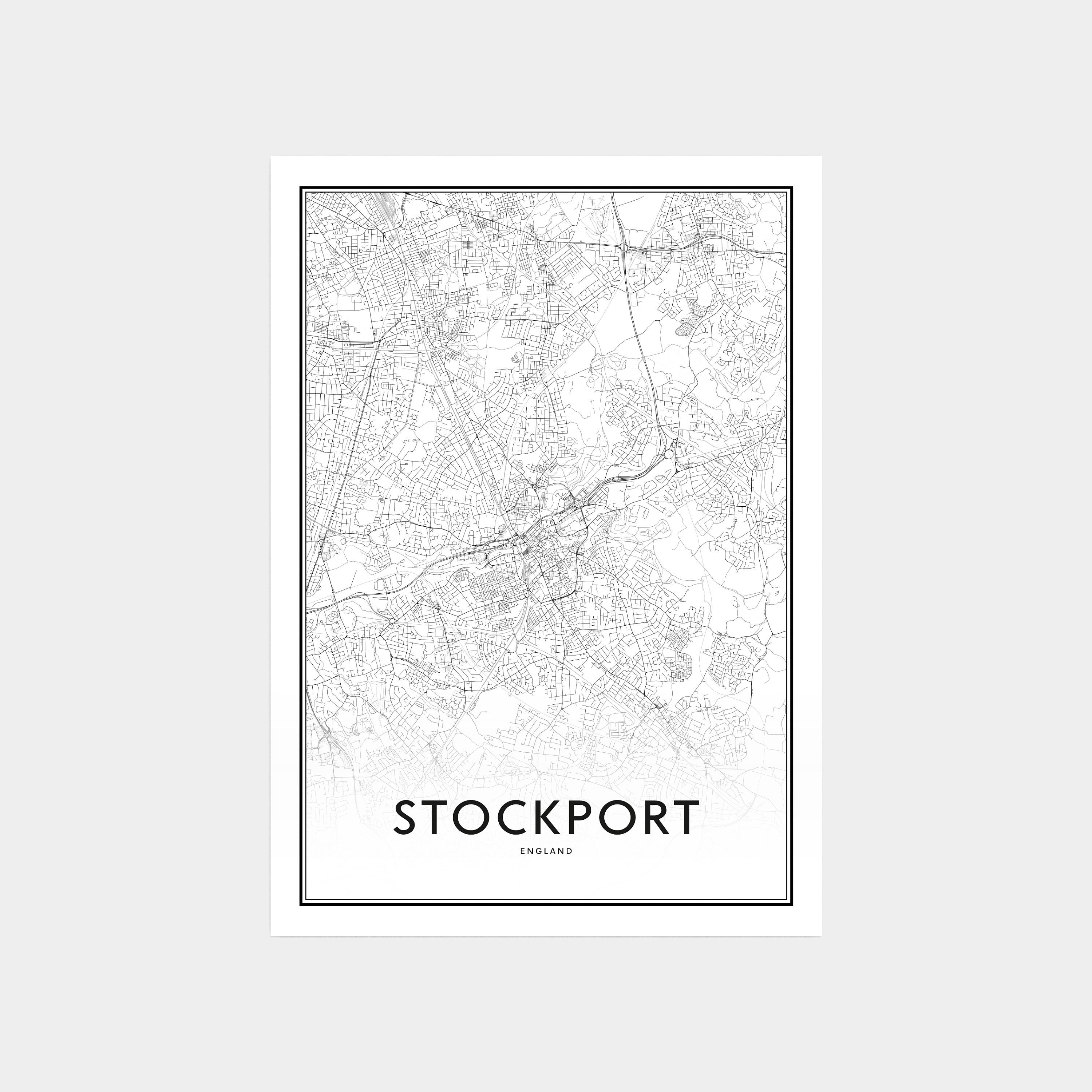 Stockport England Map Print Stockport Map Art Stockport Map Etsy UK