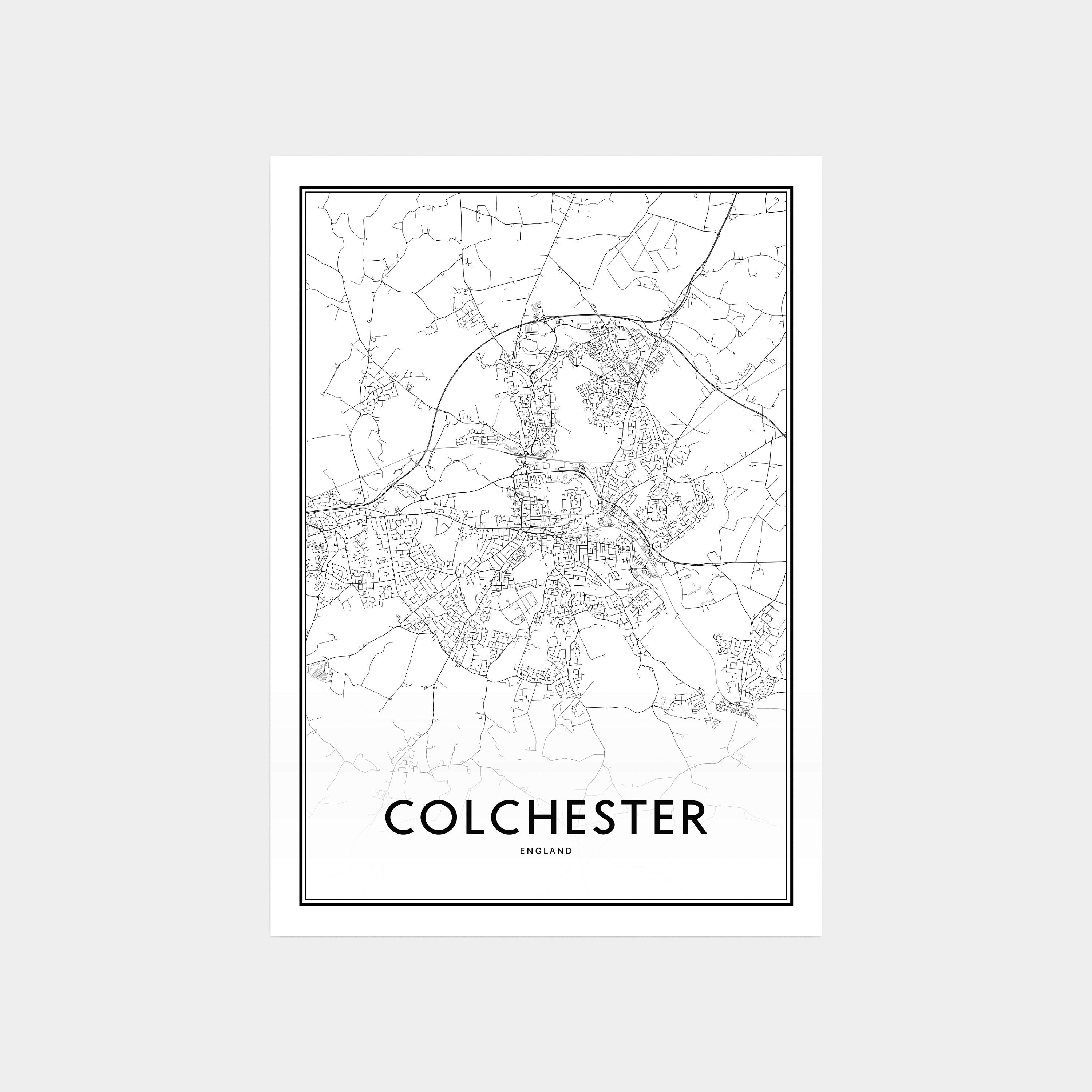 Colchester Map Print Colchester Map Art Colchester England Etsy