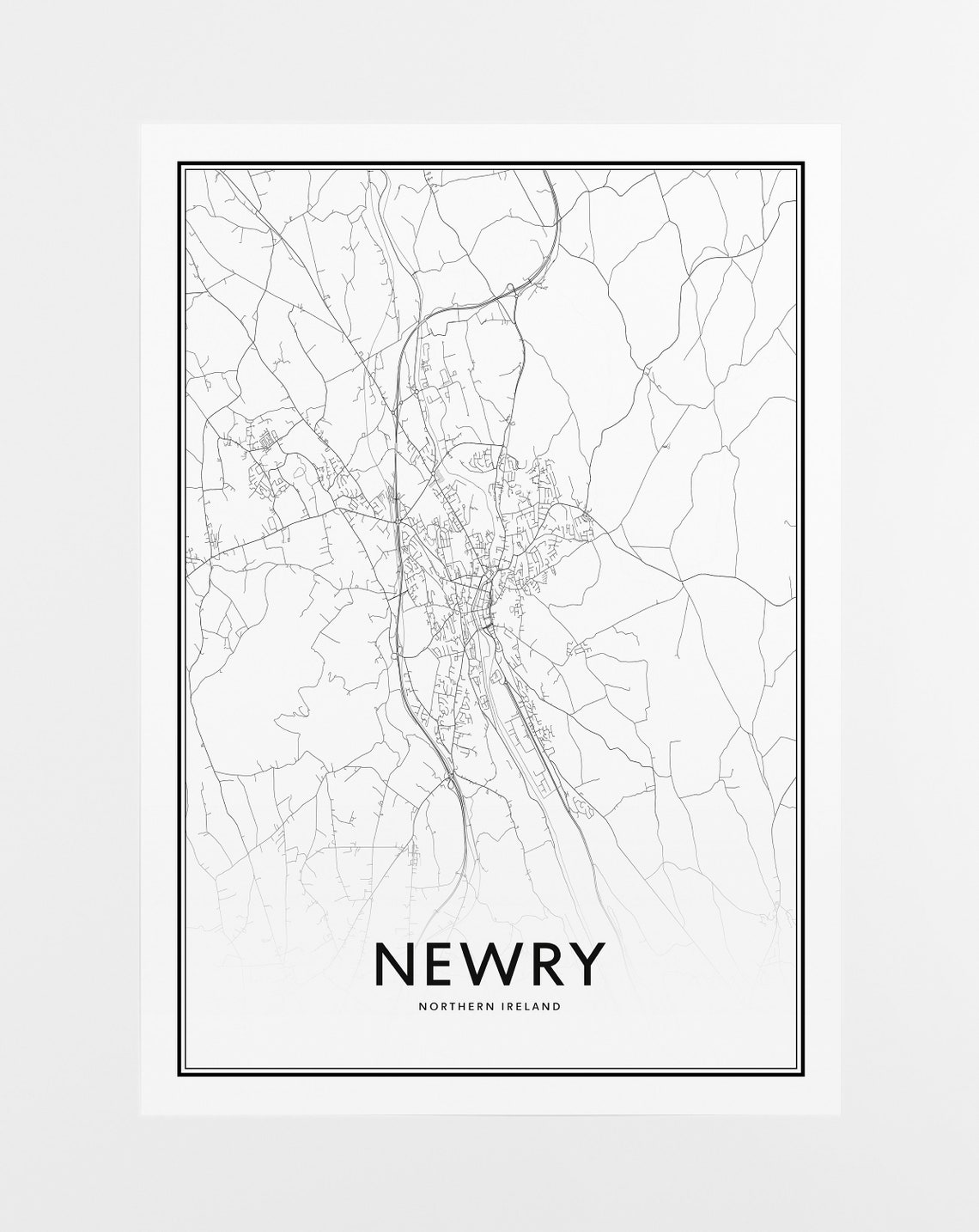Newry Northern Ireland Map Print Newry Map Art Newry Map Etsy