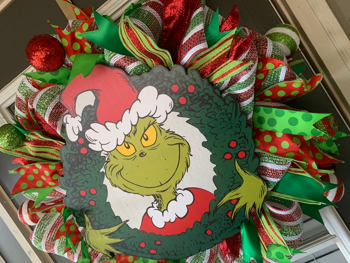 Whoville themed Merry Grinchmas Christmas Wreath Grinch Etsy