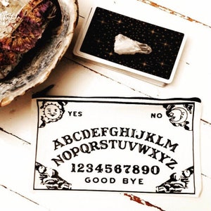 Ouija Board Tarot Pouch, Witchy Zippered Canvas Bag
