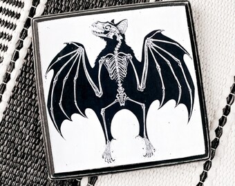 Bat Skeleton Wall Art, Gothic Halloween Decor, Bat Skeleton Plaque