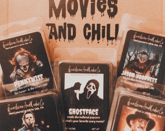 Horror Movie Wax Melts Gift Set, Slasher Movie Soy Wax Melts, Horror Fan Gift