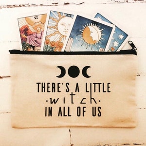 There’s a little witch in all of us practical magic zippered canvas pouch, witchy gifts , tarot card canvas pouch