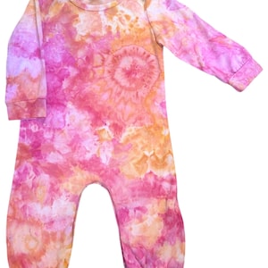Tie Dye Baby Romper 9–12 Months, Baby Romper Outfit, Hand Dyed Baby Clothes, Pink Tie Dye Baby, One of a Kind Baby Outfit