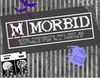Rated M for Morbid: Halloween Gothic Creepy Cross Stitch pattern PDF Goth Stitch Spooky Home Decor Oddities Collection Horror Movie Bookmark