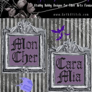 Mon Cher Cara Mia - Romantic Gothic Cross Stitch pattern set PDF GothStitch Stitch Witch Pattern Keeper Valloween Wedding Anniversary DIY