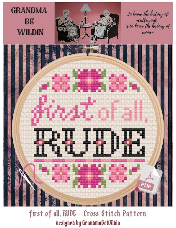 RUDE Cross Stitch Pattern: Snarky Barbenheimer Design (PDF)